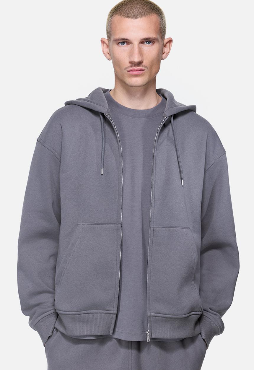 H&M - Loose  fit zip-through hoodie - dark grey
