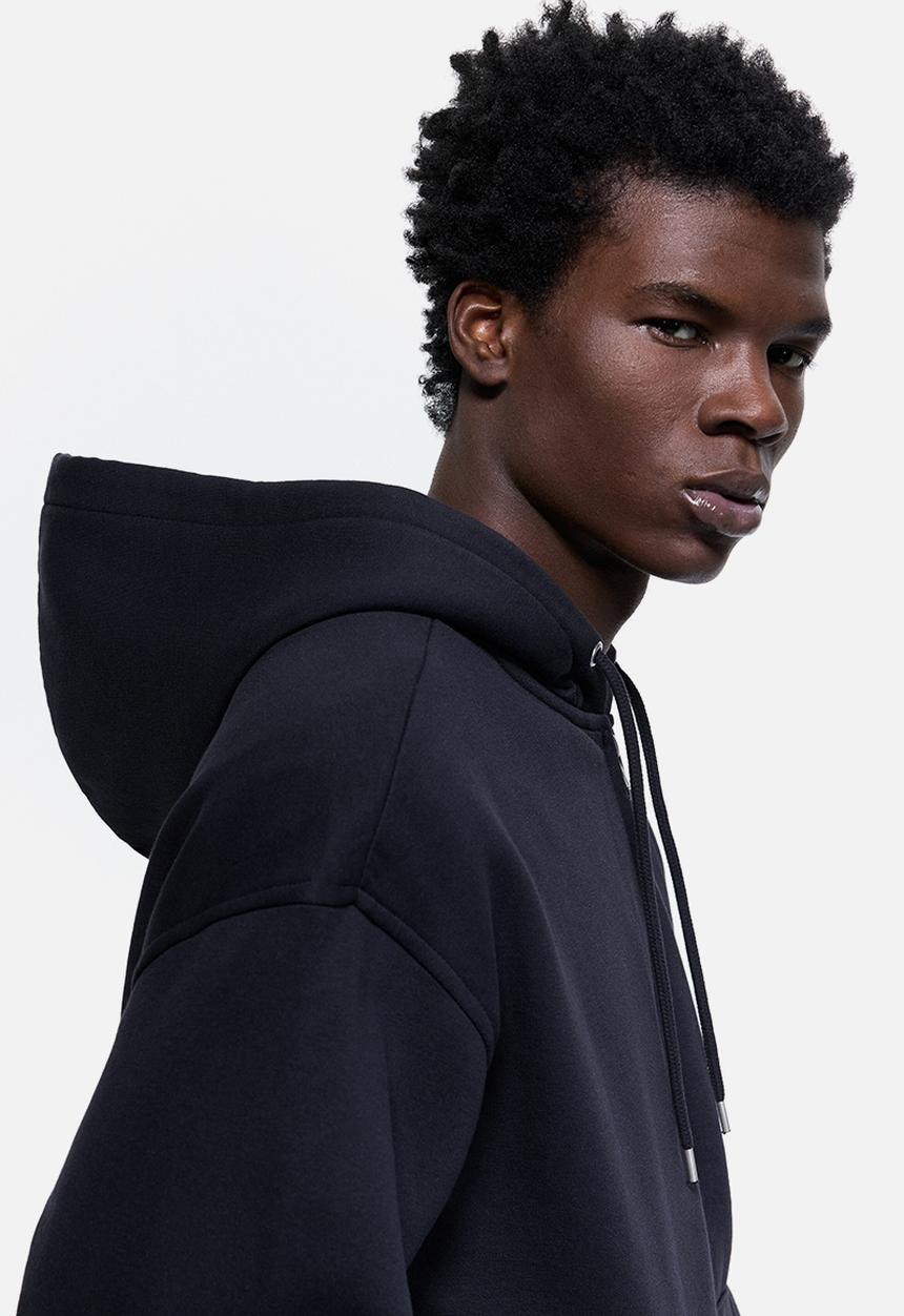 Loose fit zip-through hoodie - dark blue - 1308010003