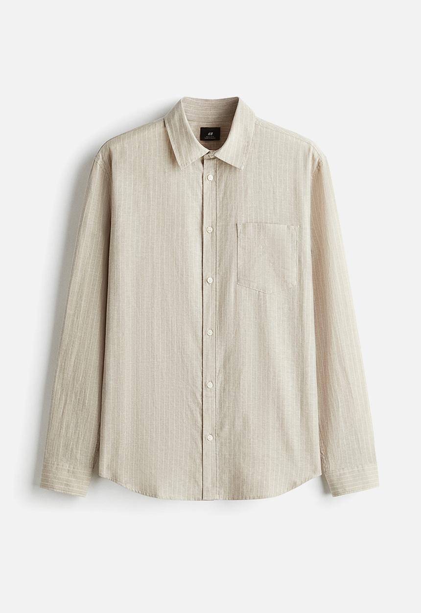 H&M - Regular fit linen-blend shirt - beige