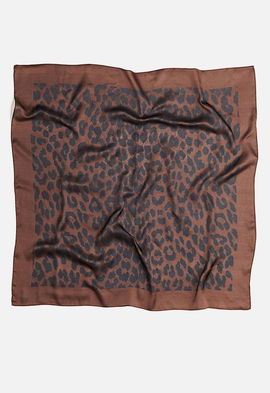 H&M - Patterned scarf - dark brown leopard print