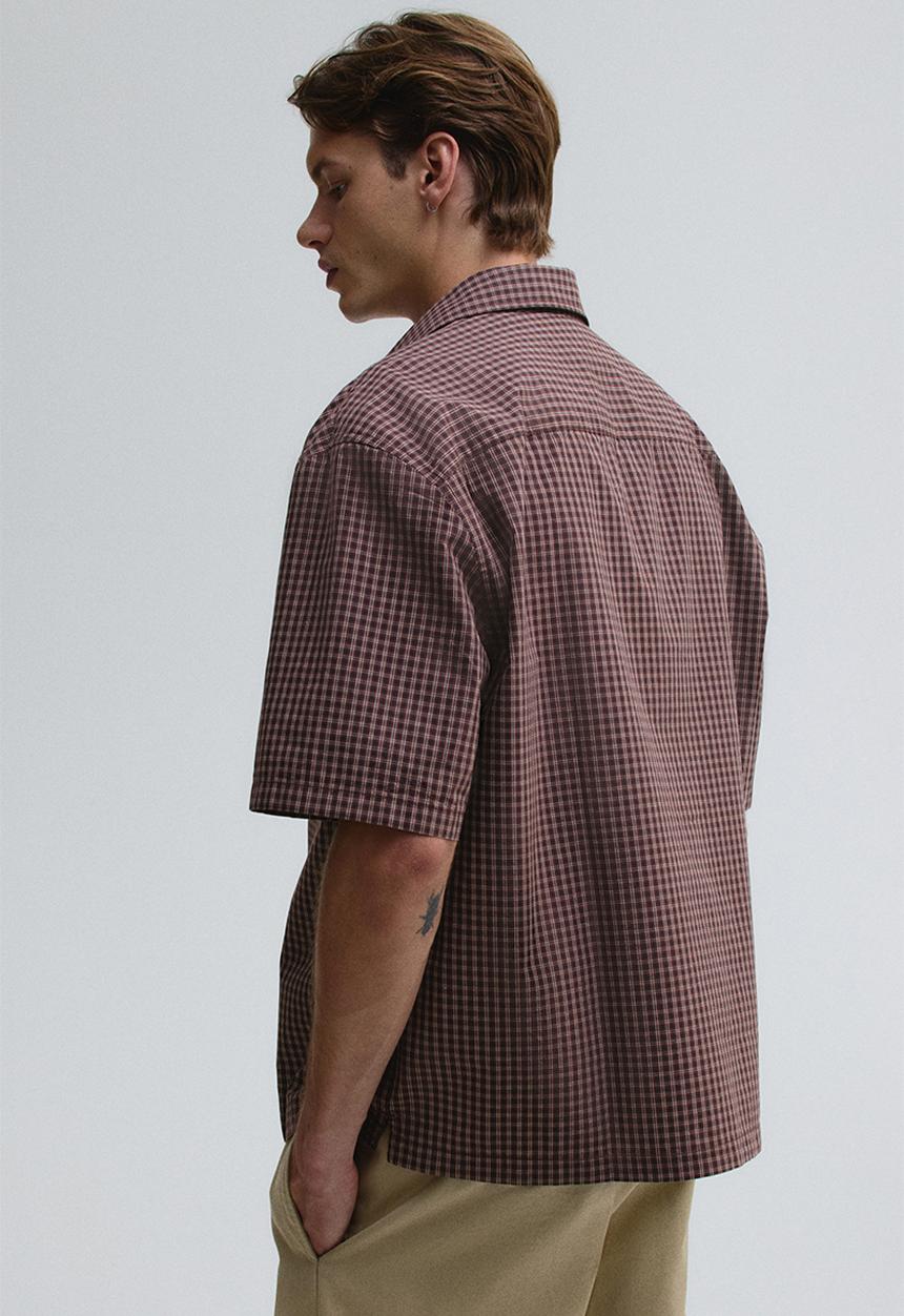 H&M - Relaxed fit short-sleeved shirt - brown checked