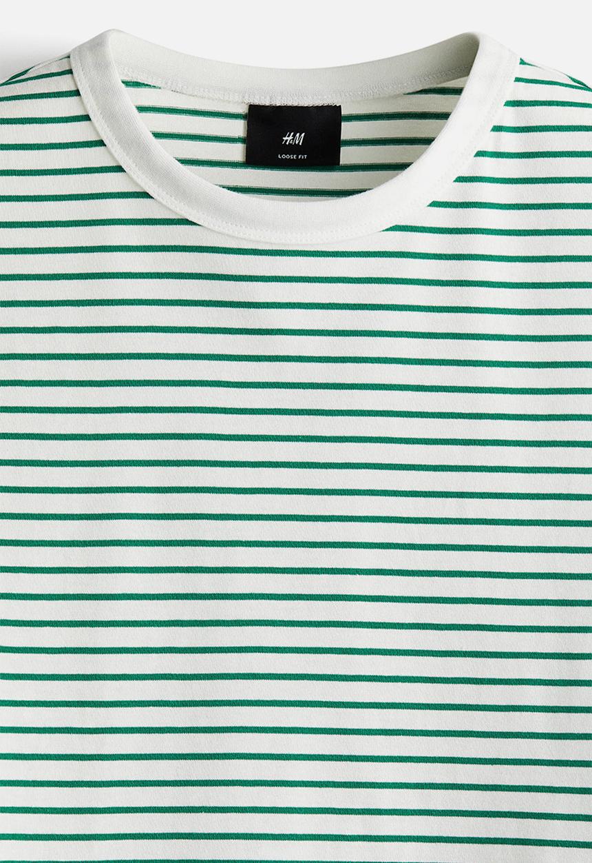 H&M - Loose fit t-shirt - green striped