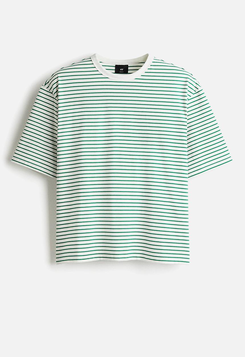 H&M - Loose fit t-shirt - green striped
