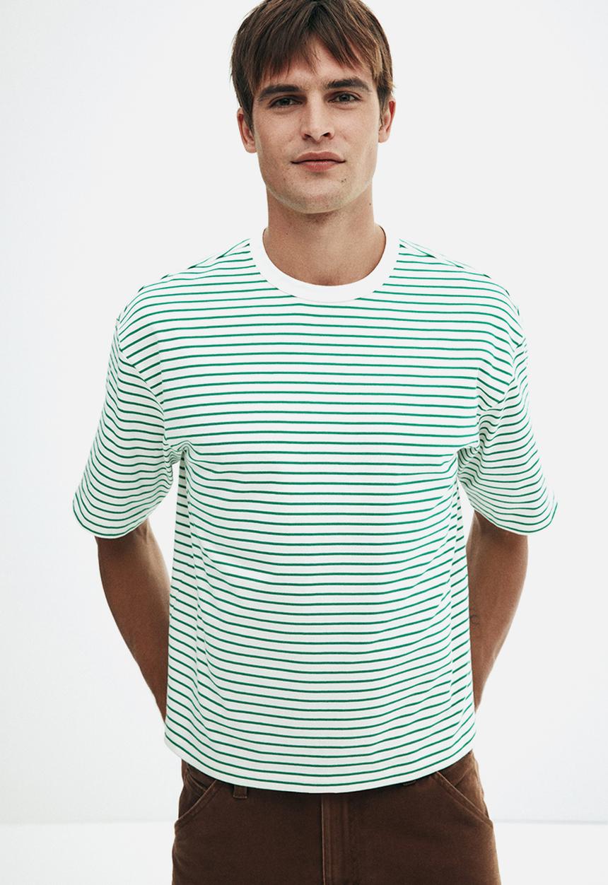 Loose fit t-shirt - green/striped - 1311137002