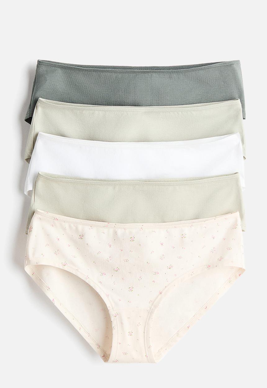 H&M - 5-Pack cotton hipster briefs - cream/floral