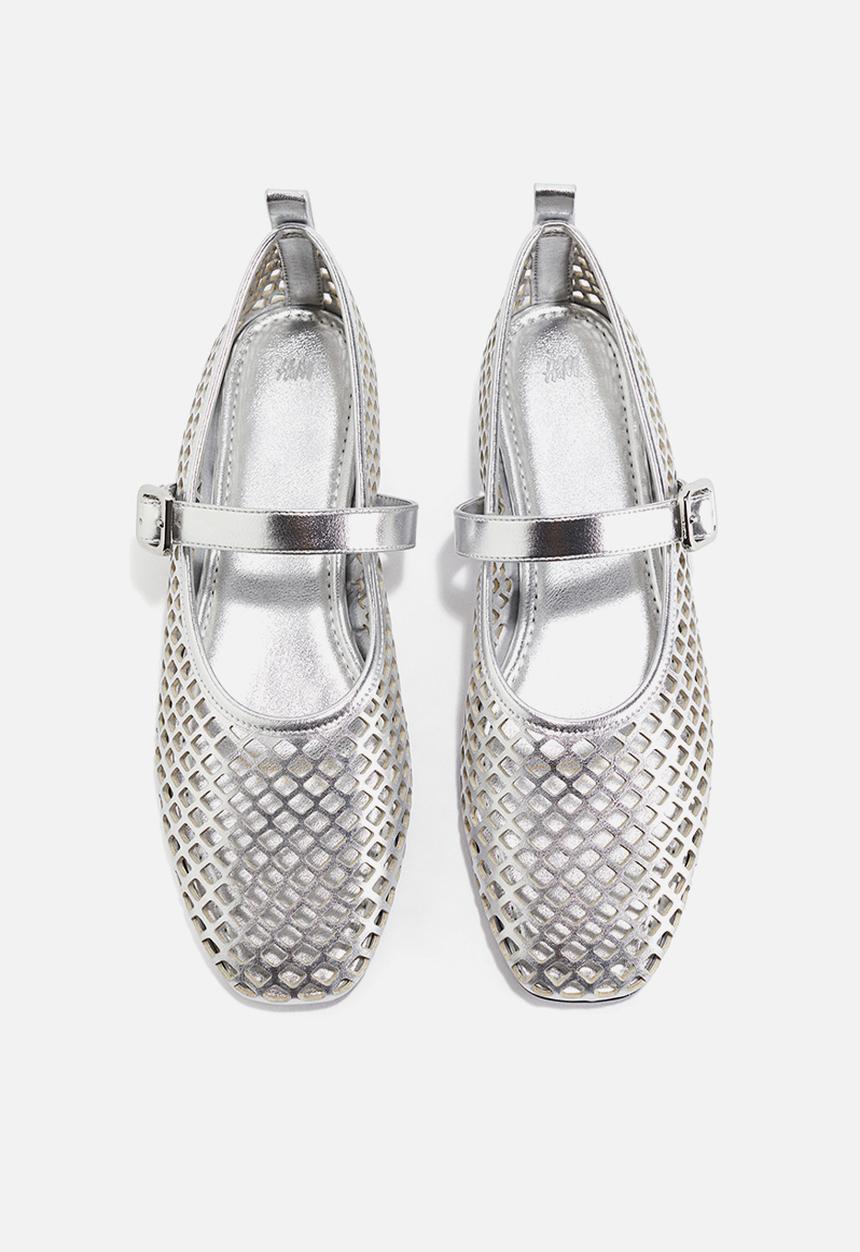 H&M - Perforated mary jane ballet pumps - silver-coloured
