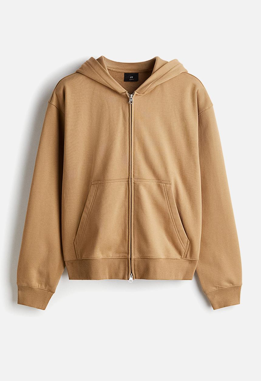 H&M - Loose fit boxy-style zip-through hoodie - beige