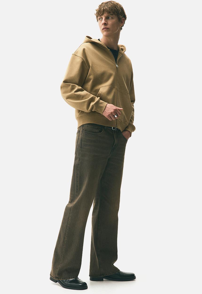 H&M - Loose fit boxy-style zip-through hoodie - beige