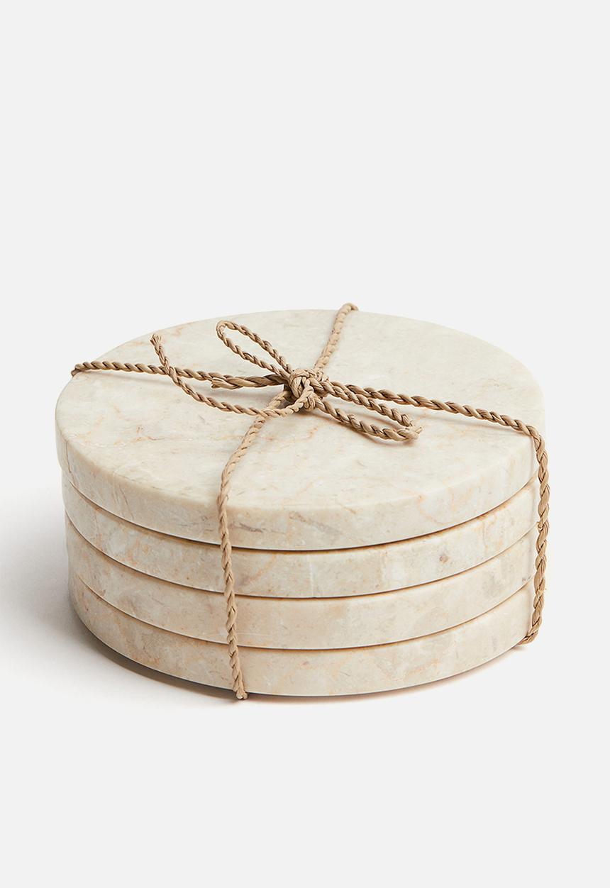 H&M - 4 Pack marble coasters - light beige