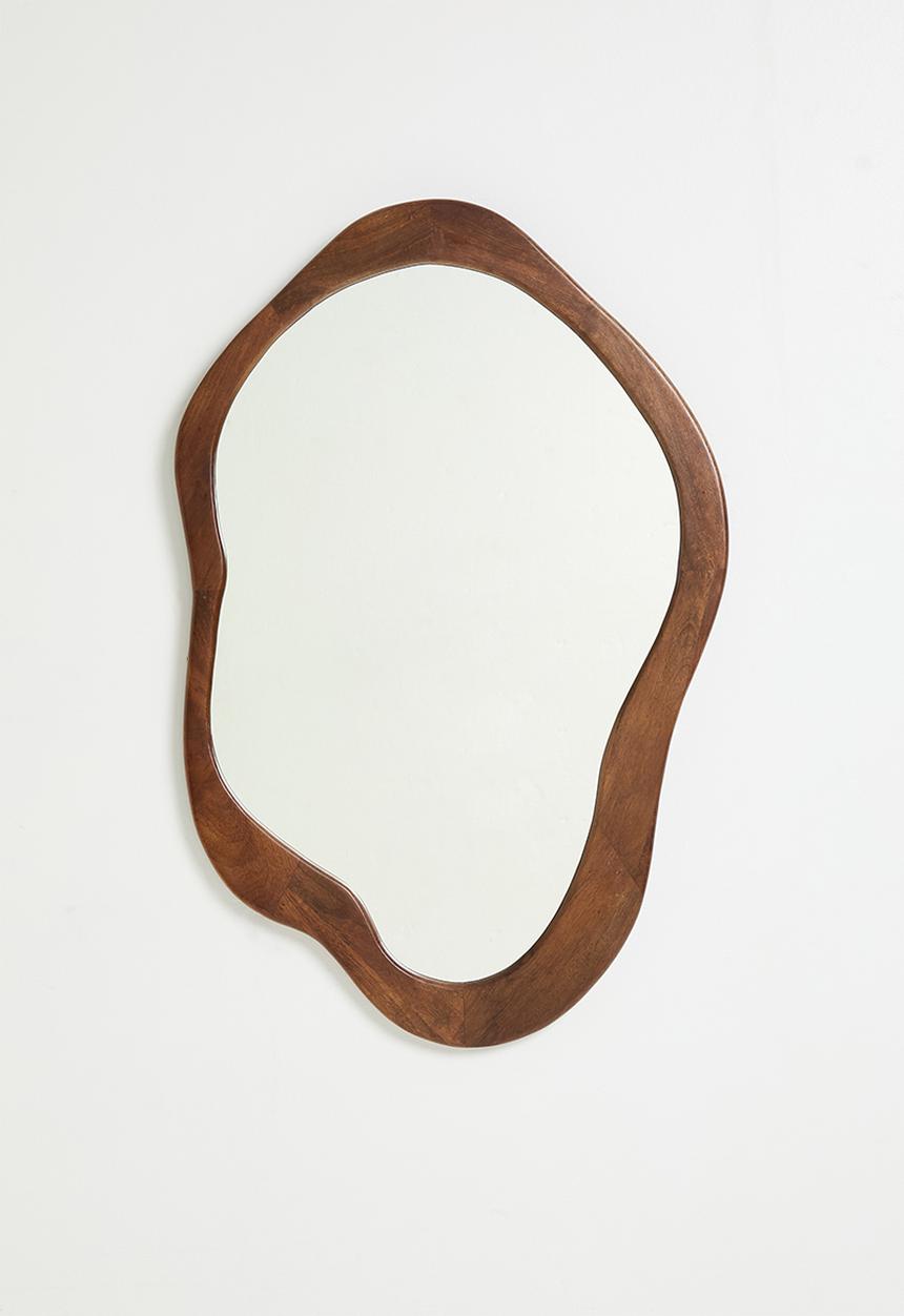 Sixth Floor - Wooden Oranic Shape Mirror - Natural 90x60