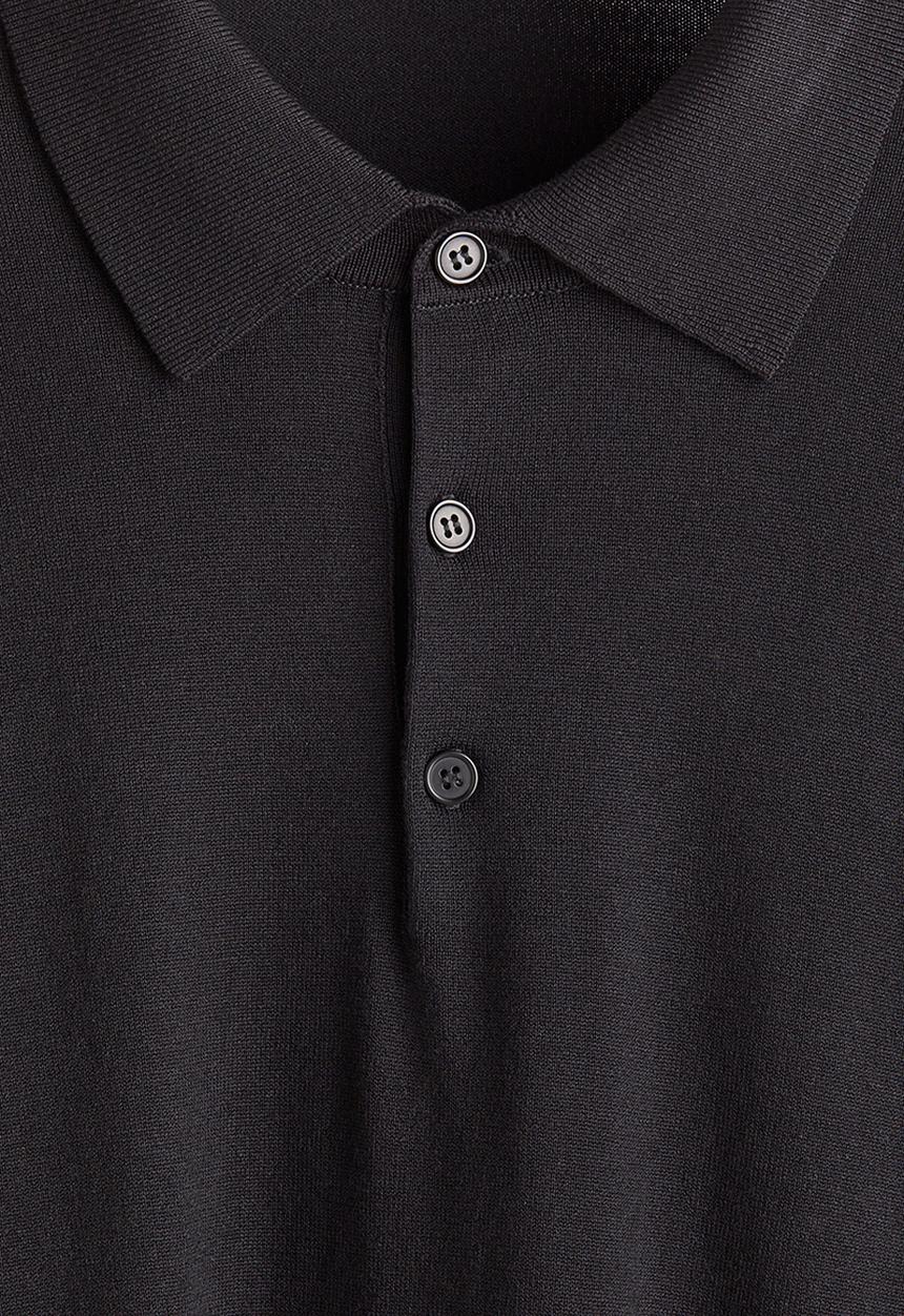 H&M - Regular fit fine-knit polo shirt - black