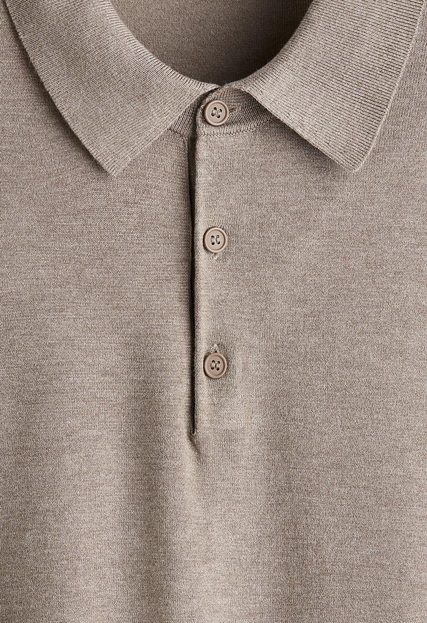 H&M - Regular fit fine-knit polo shirt - beige