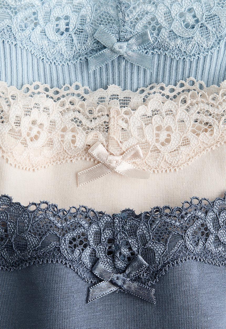 H&M - 3-Pack cotton and lace brazilian briefs - blue/white