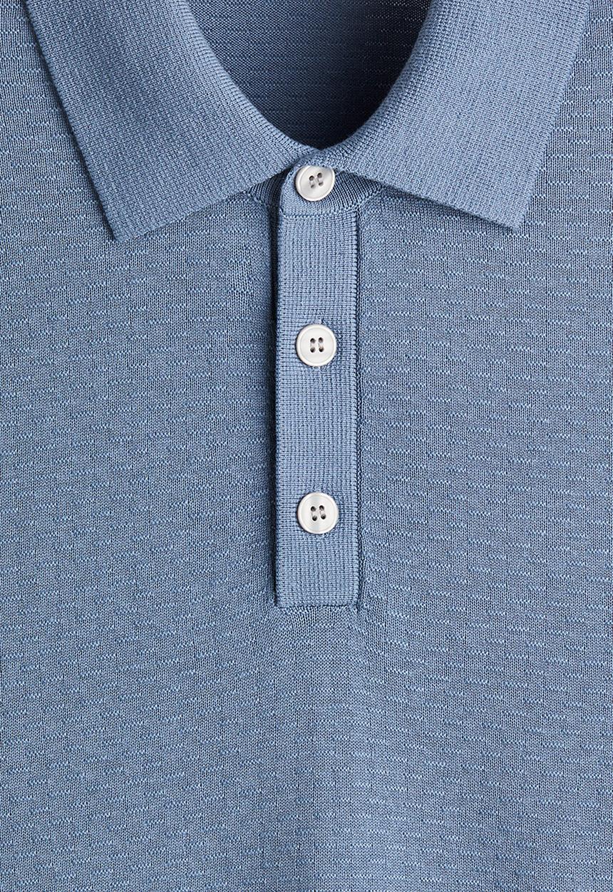 H&M - Slim fit textured polo shirt - blue