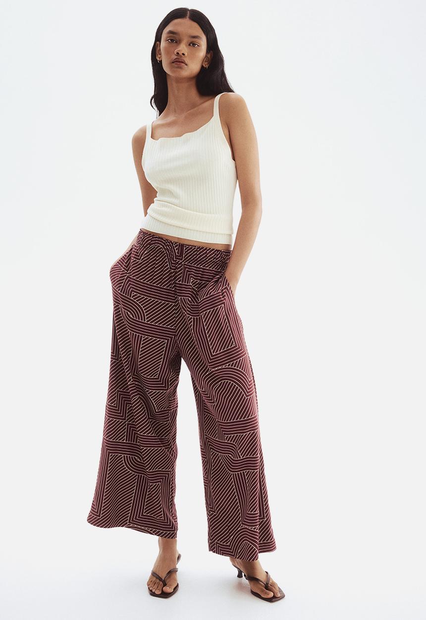 H&M - Viscose culottes - burgundy patterned