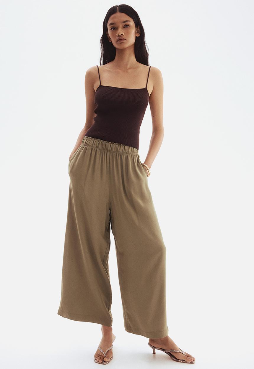 H&M - Viscose culottes - green & beige
