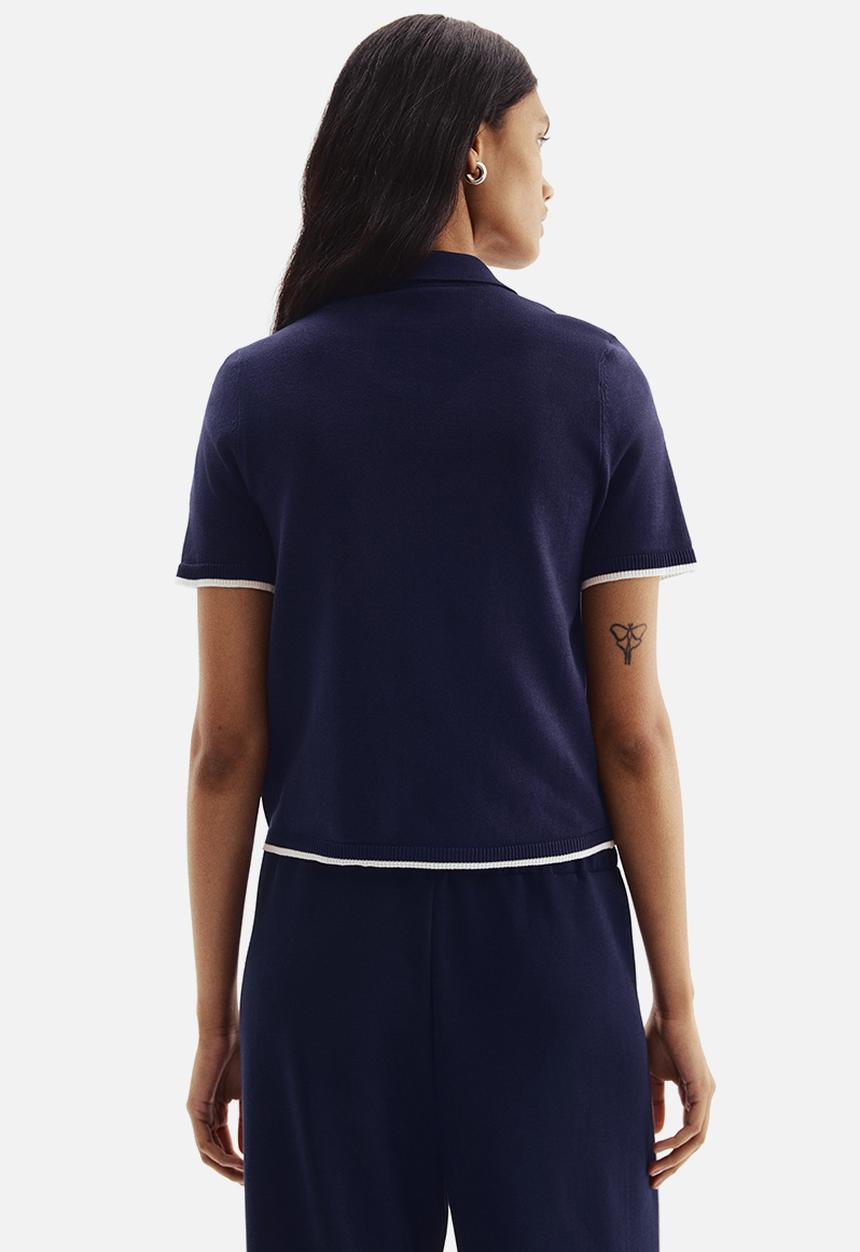 H&M - Short-sleeved cardigan - dark blue argyle pattern