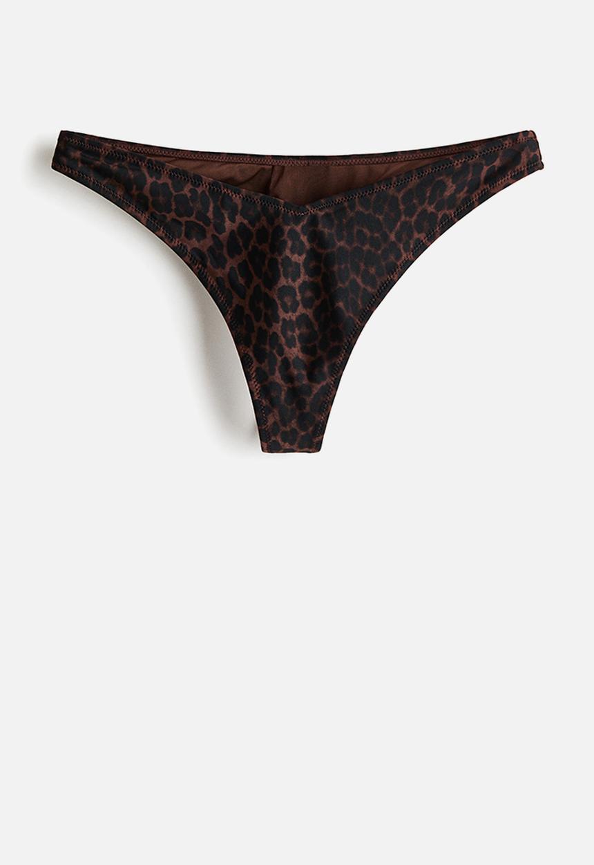 H&M - Thong bikini bottoms - dark brown leopard print