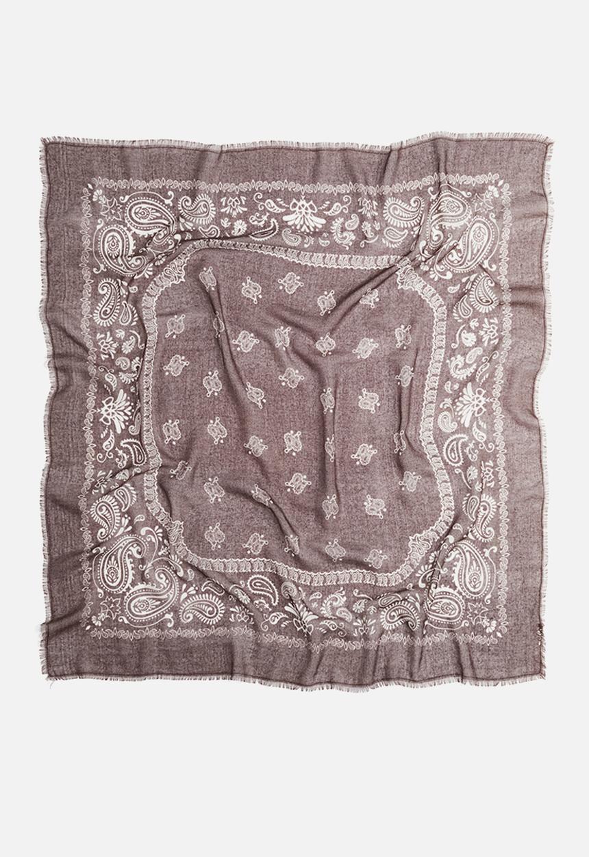H&M - Patterned scarf - dark brown paisley pattern