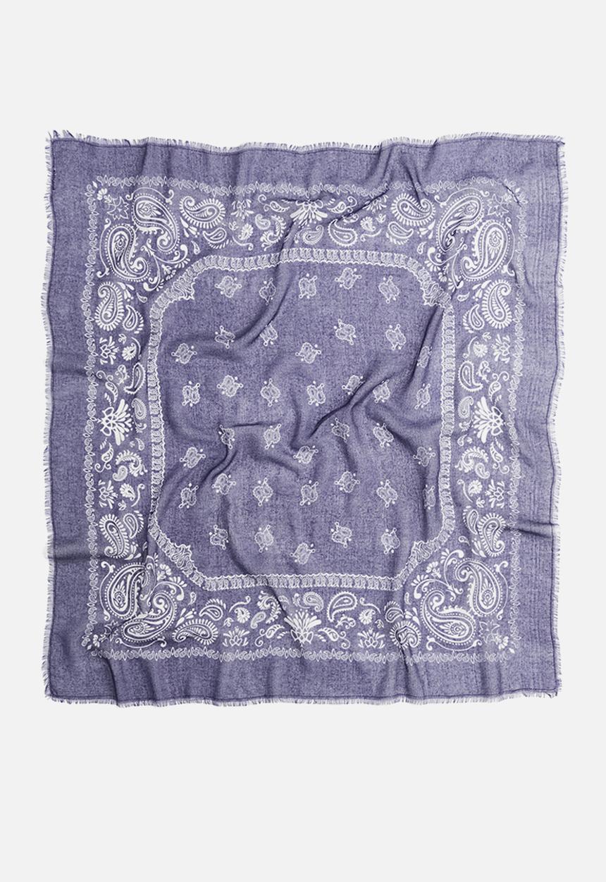 H&M - Patterned scarf - dark blue paisley pattern