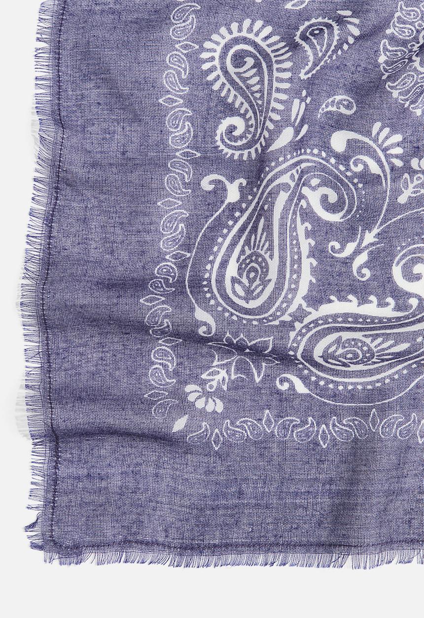 H&M - Patterned scarf - dark blue paisley pattern