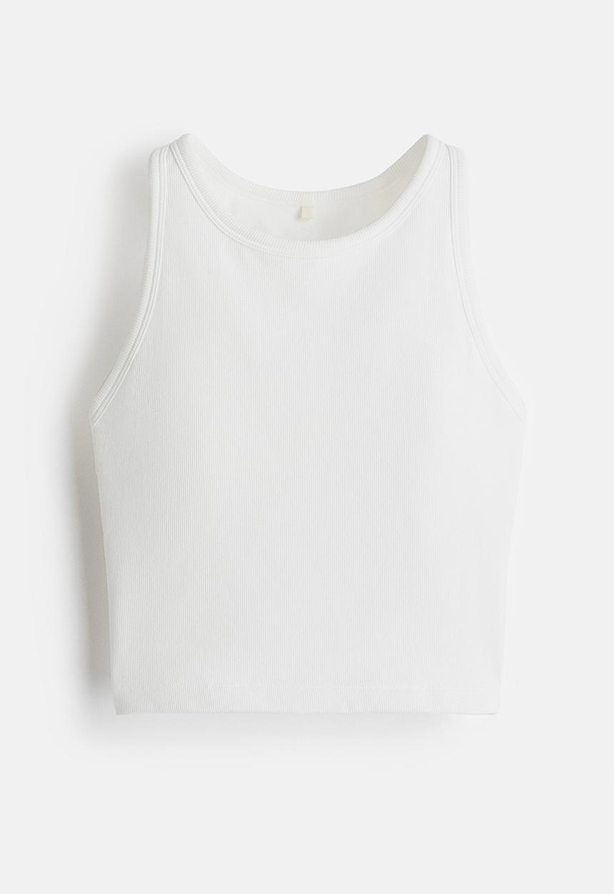 H&M - Medium support longline sports bra with drymove™ - white