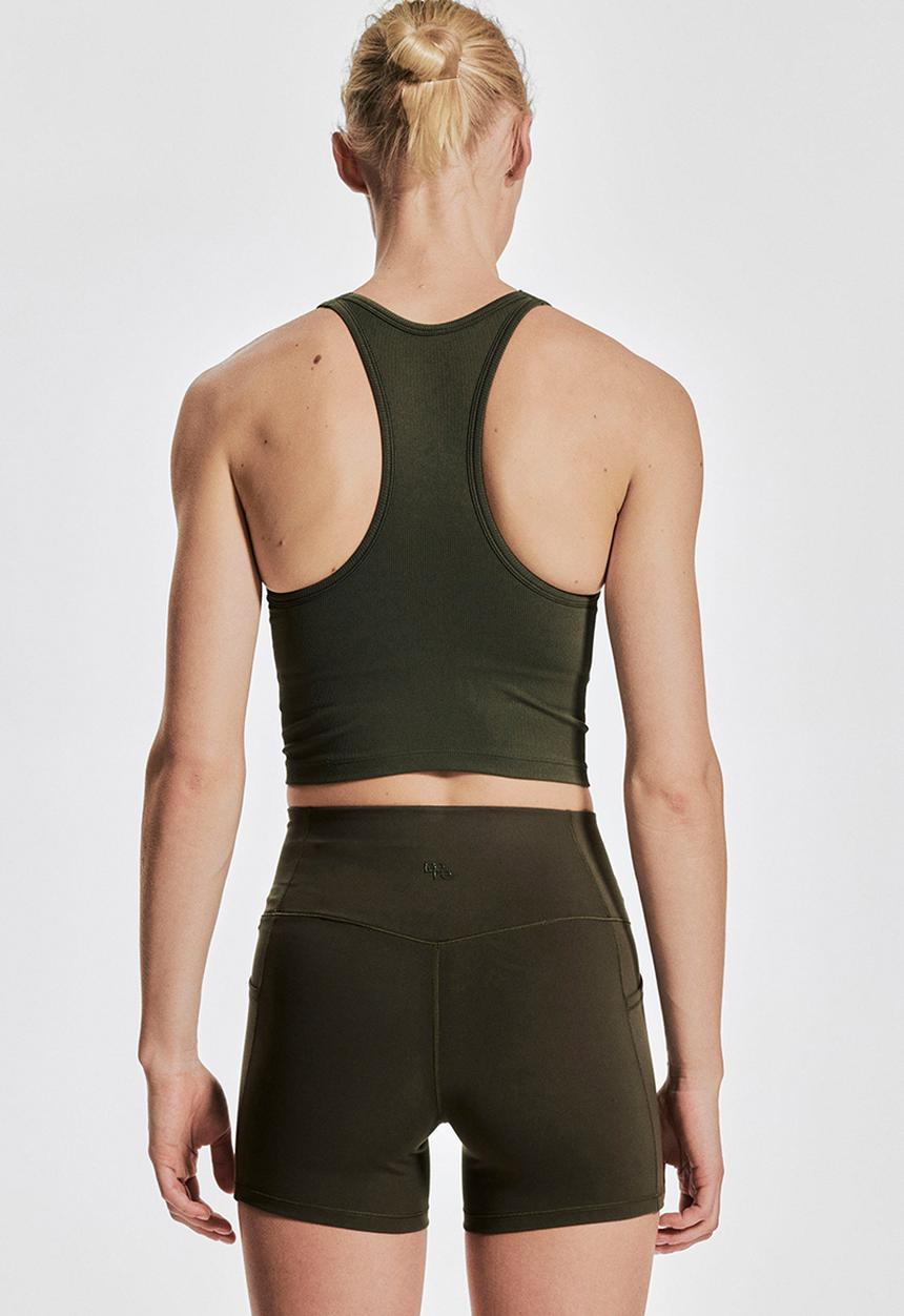 H&M - Medium support longline sports bra with drymove™ - moss green