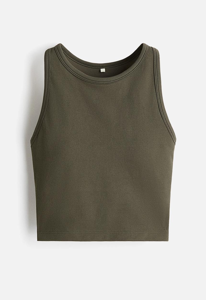 H&M - Medium support longline sports bra with drymove™ - moss green
