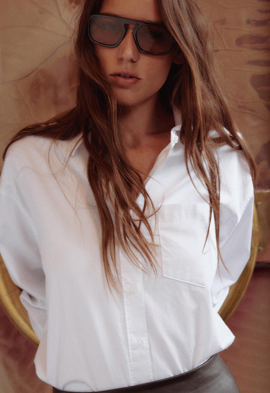 H&M - Oversized cotton poplin shirt - white