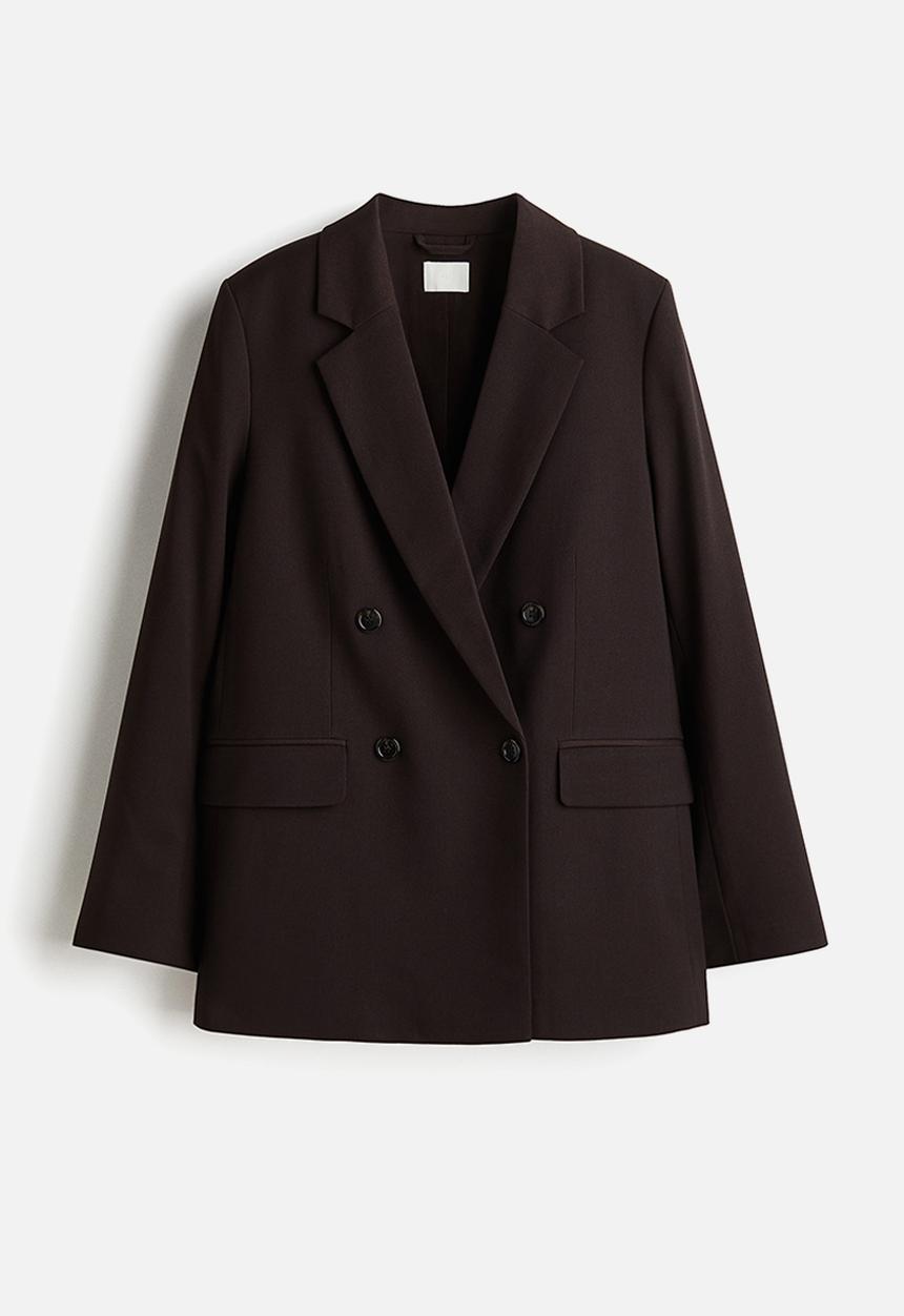 H&M - Double-breasted blazer - dark brown 