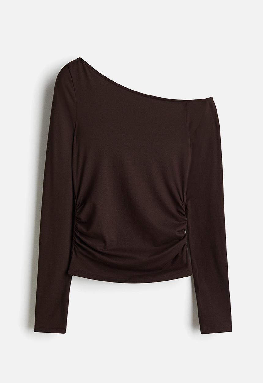 H&M - Draped one-shoulder top - dark brown