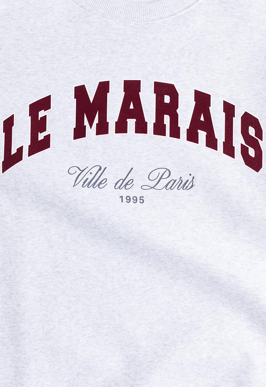 H&M - Text-motif sweatshirt - light grey marl/le marais 