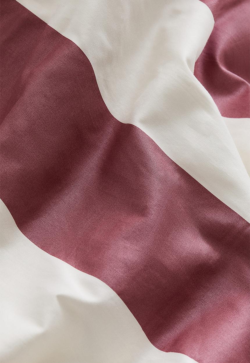 H&M - Cotton sateen double/king duvet cover set - dusty pink/striped