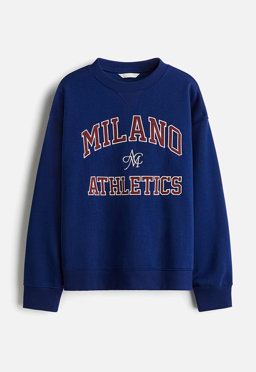 H&M - Text-motif sweatshirt - blue/milano