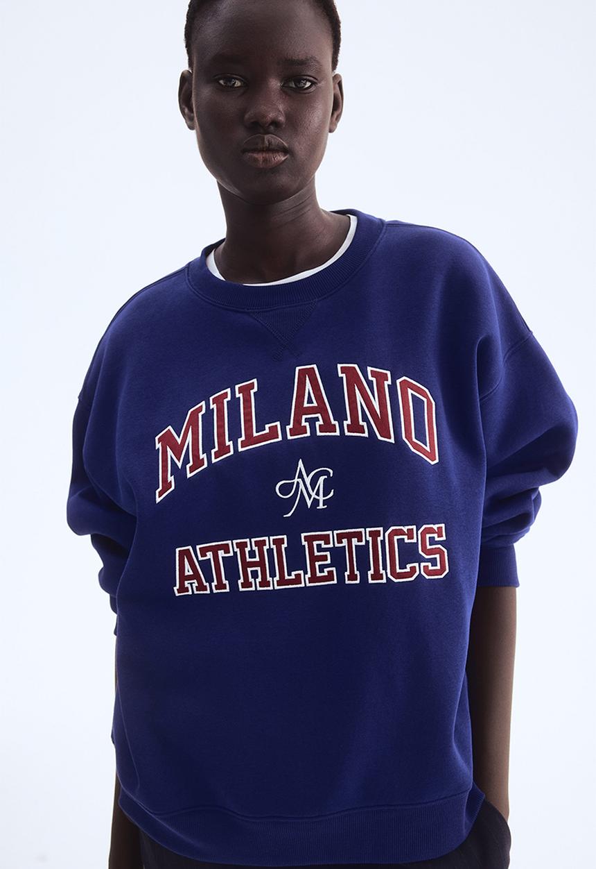 H&M - Text-motif sweatshirt - blue/milano