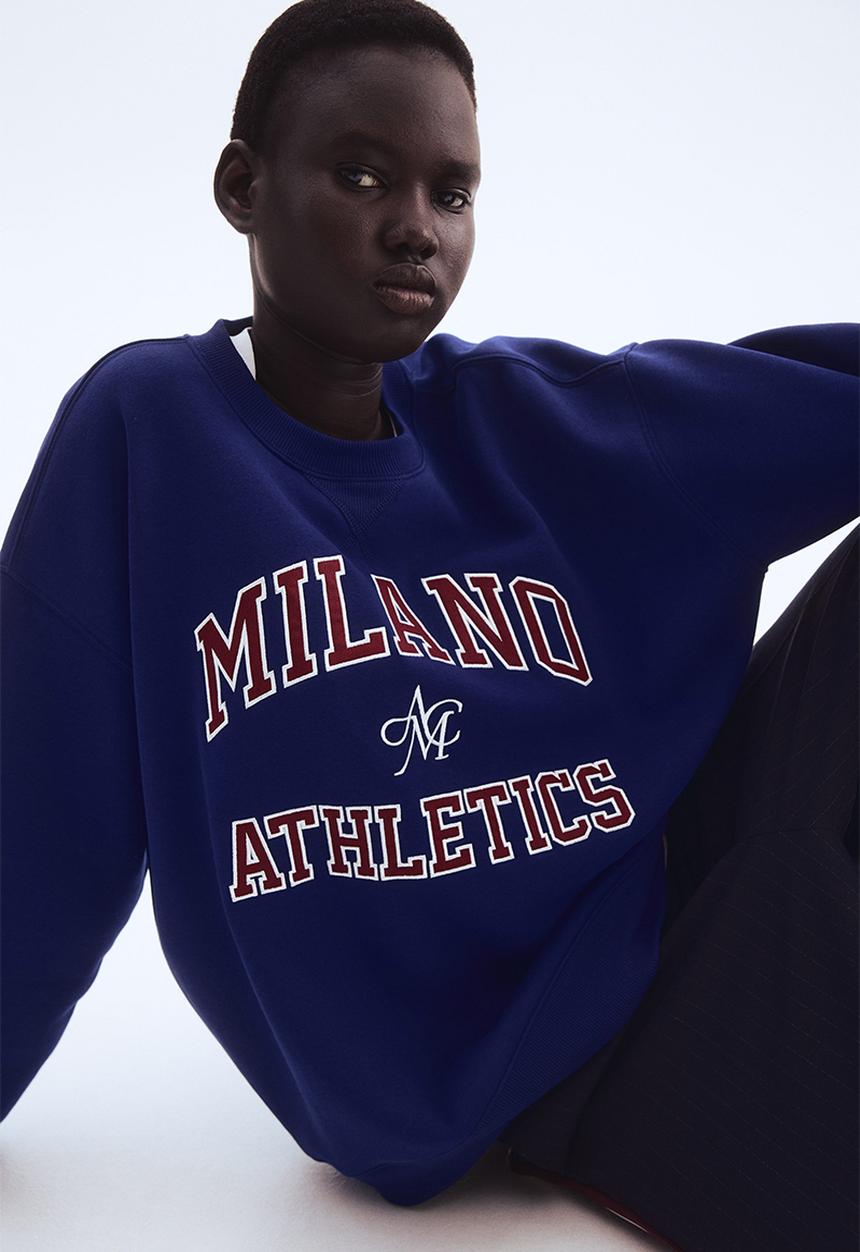 H&M - Text-motif sweatshirt - blue/milano