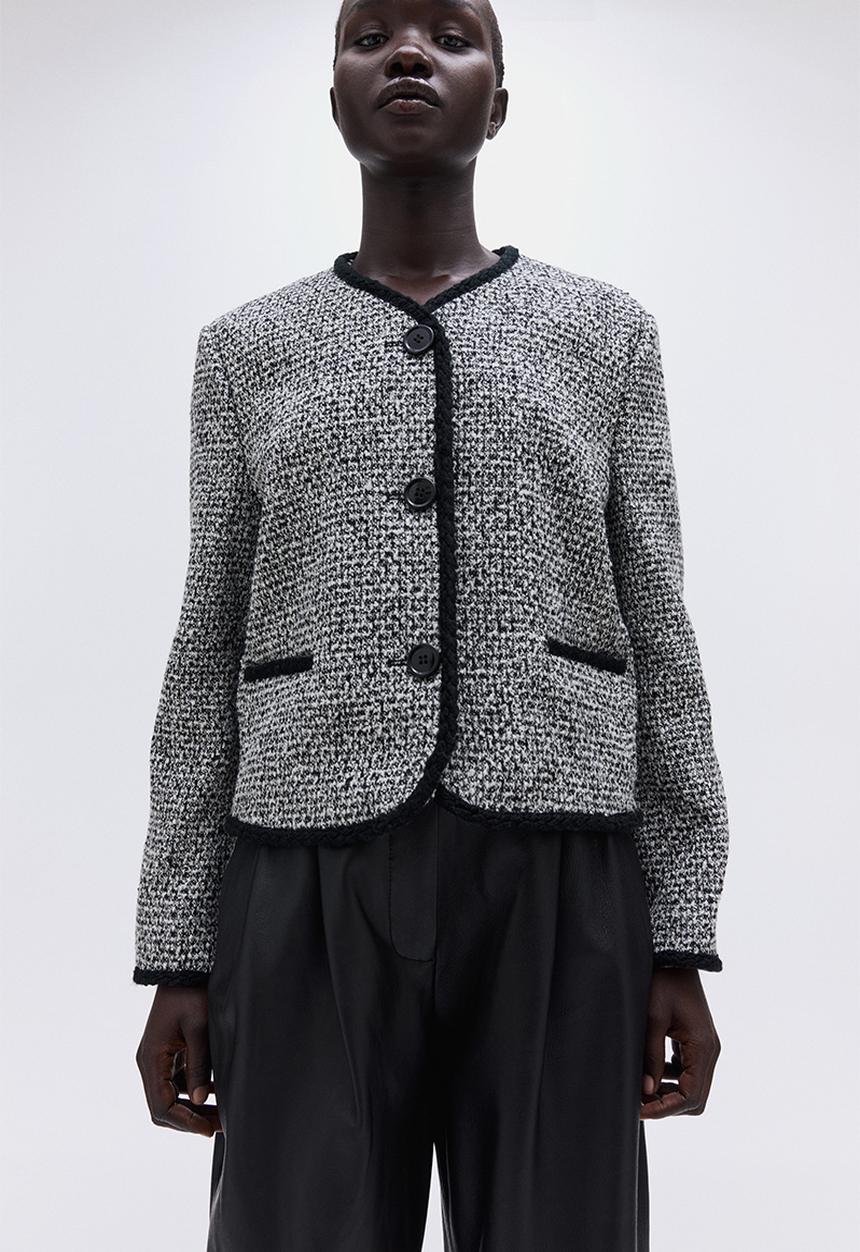 H&M - Bouclé jacket - black & white marl 