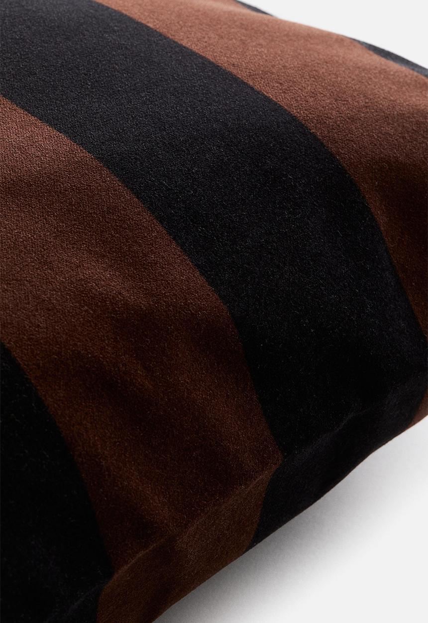 H&M - Striped velvet cushion cover - black/striped