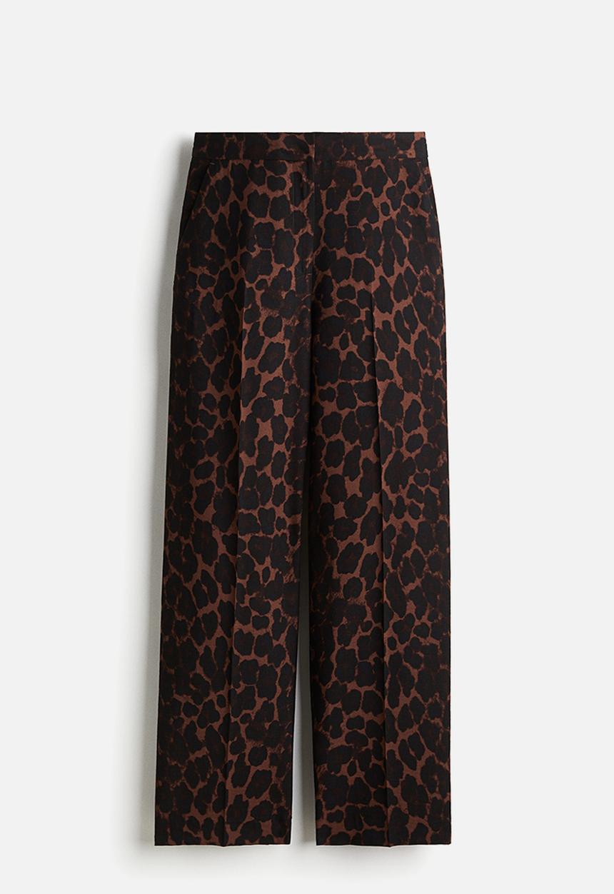 H&M - Tailored trousers - brown leopard print 