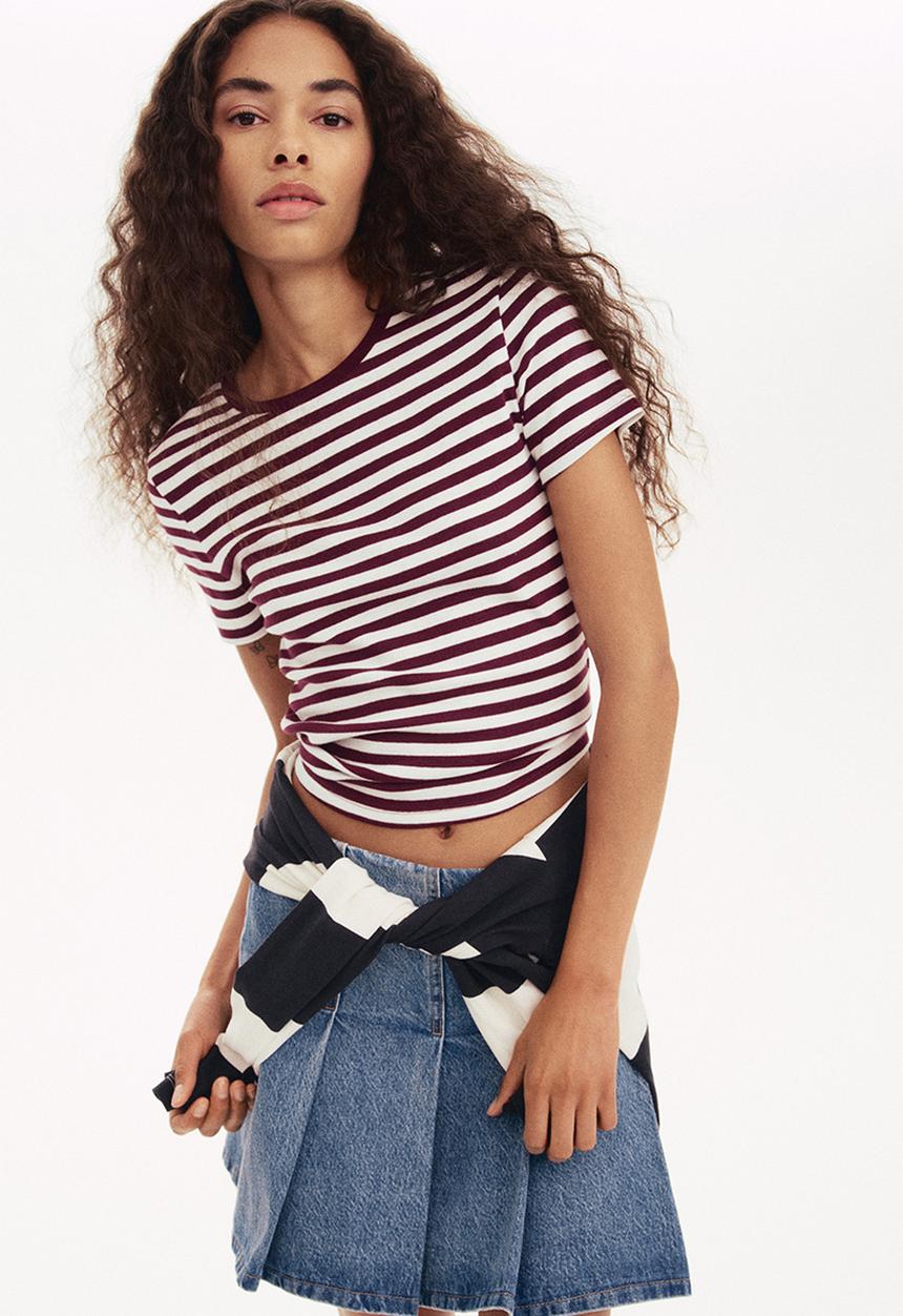 H&M - Cotton T-shirt - burgundy/striped