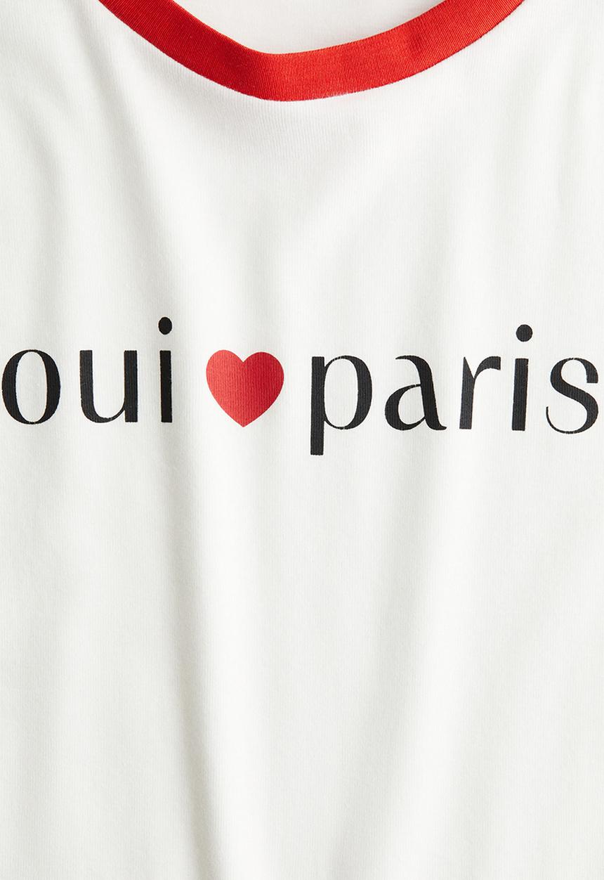 H&M - Cotton T-shirt - white/paris