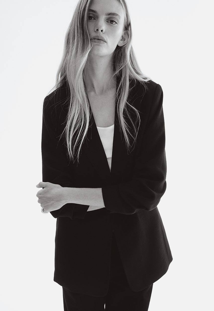 H&M - Gathered-sleeve blazer - black