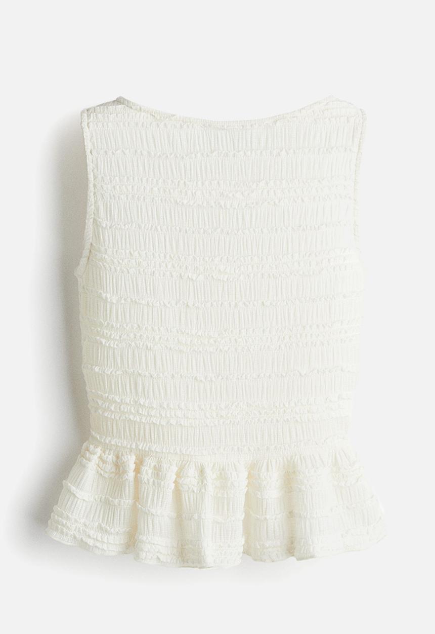 H&M - Frill-trimmed peplum top - white