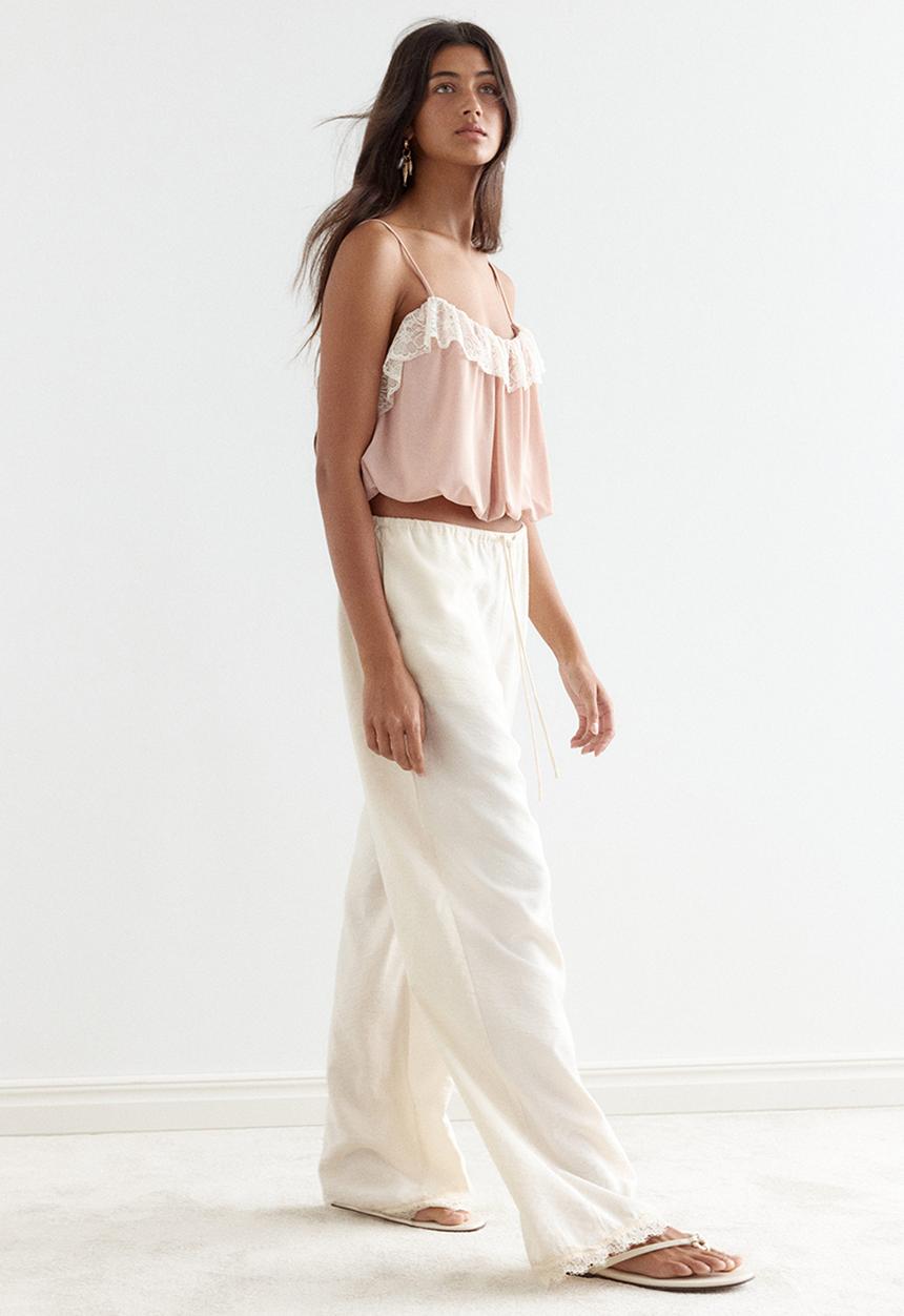 H&M - Bubble-hem strappy top - peach pink