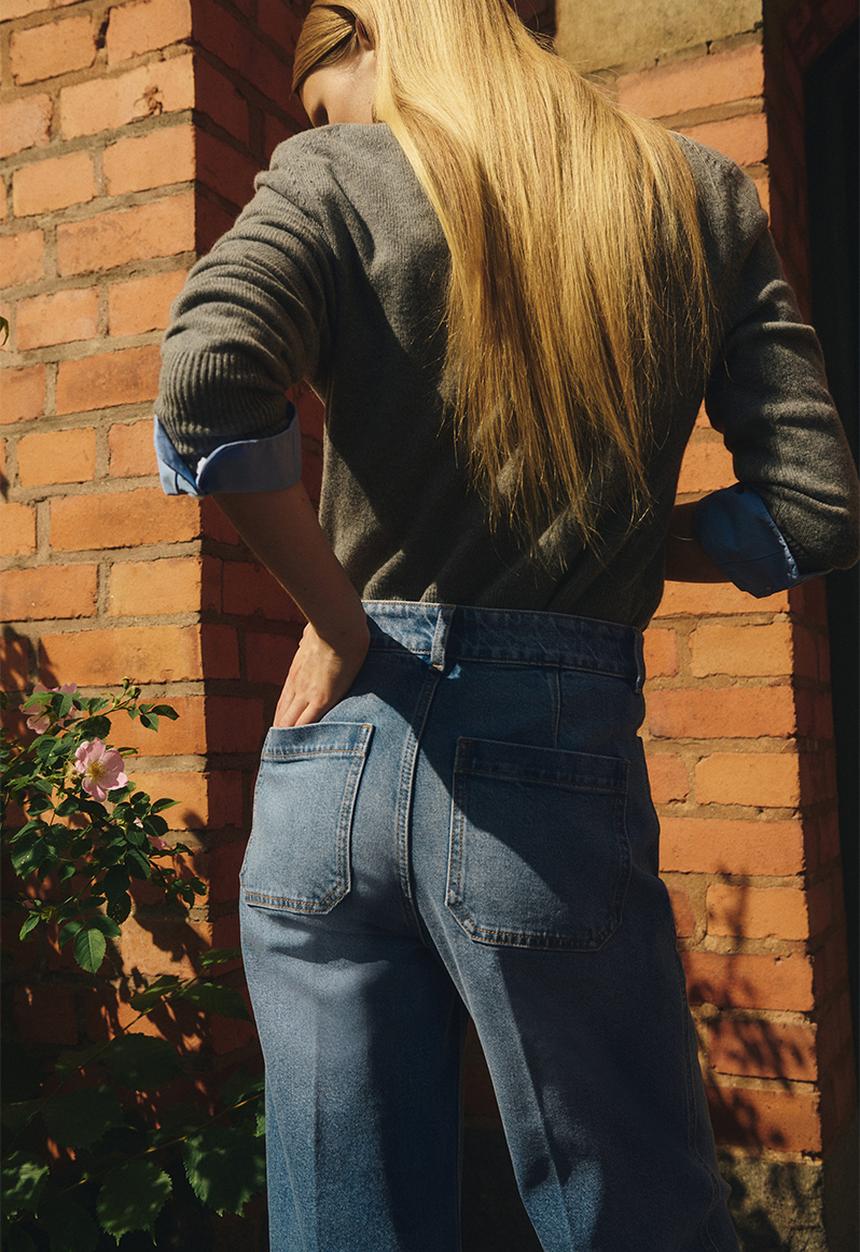 H&M - Wide high ankle jeans - denim blue