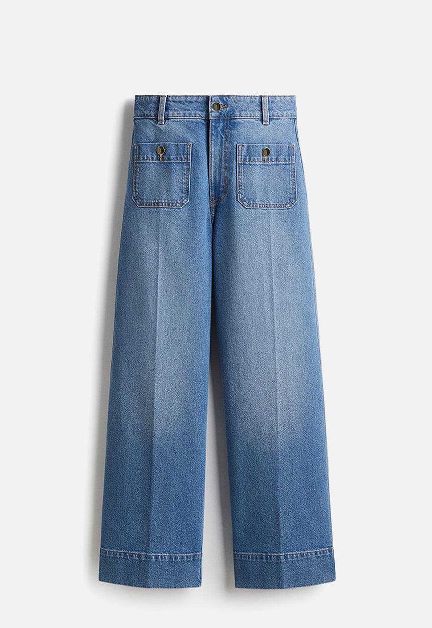 H&M - Wide high ankle jeans - denim blue