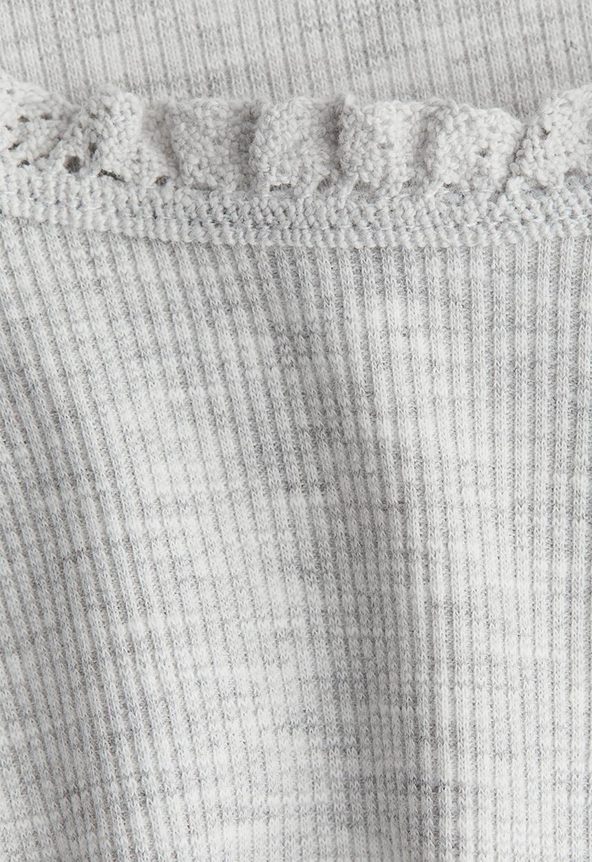 H&M - Lace-trimmed top - light grey marl
