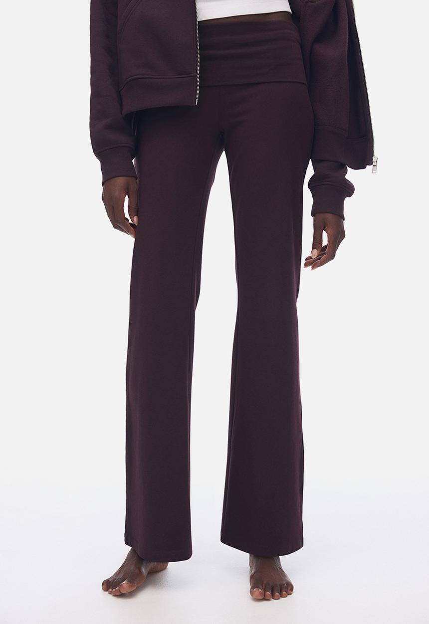 H&M - Foldover-waist cotton trousers - burgundy