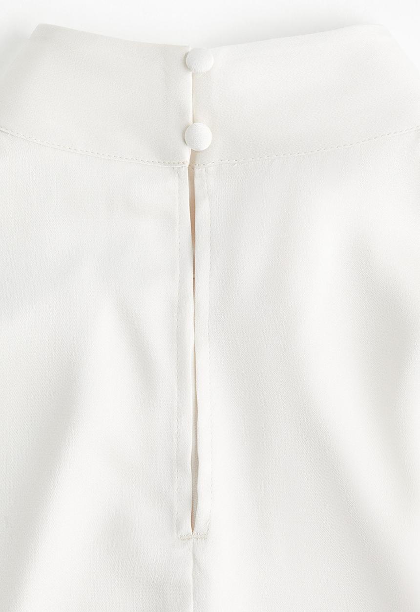 H&M - Stand-collar satin blouse - white