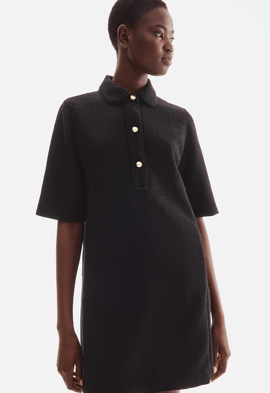 H&M - Collared bouclé dress - black